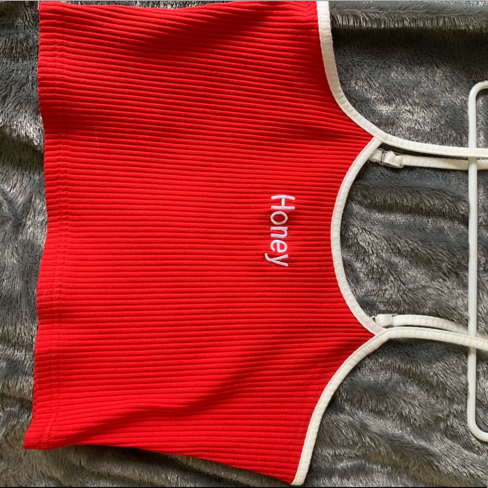 Red Cropped “Honey” Top ;)